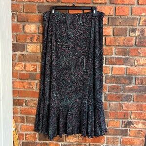 C.L.O.T.H.E.S. Womens paisly ruffles y2k maxi skirt black XL